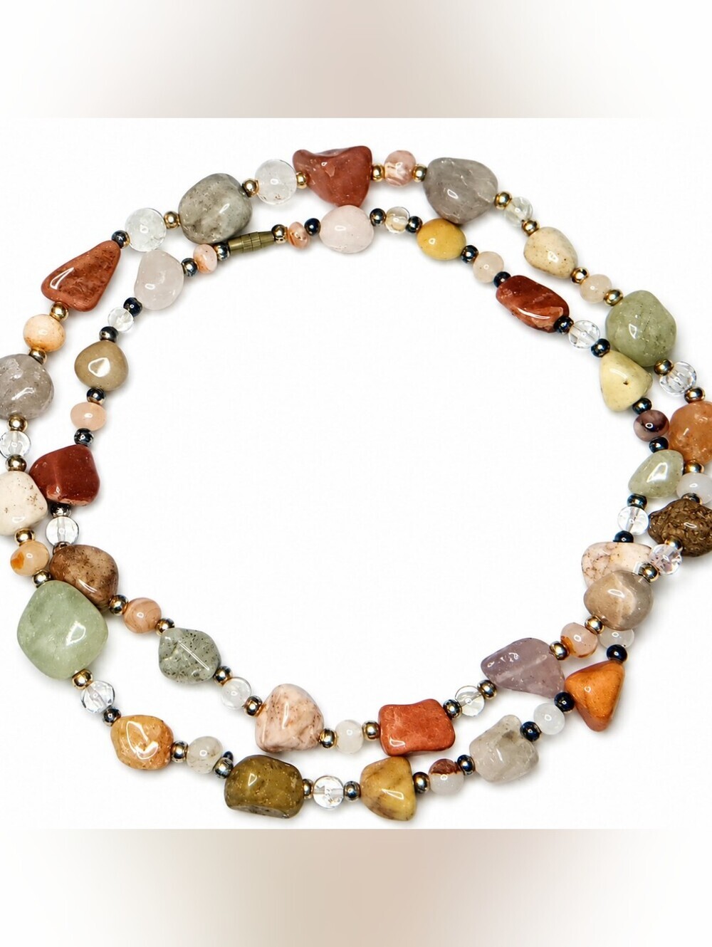 Multicolor Natural Stone Beaded Necklace (Needs Restrung)- Women Jewelry